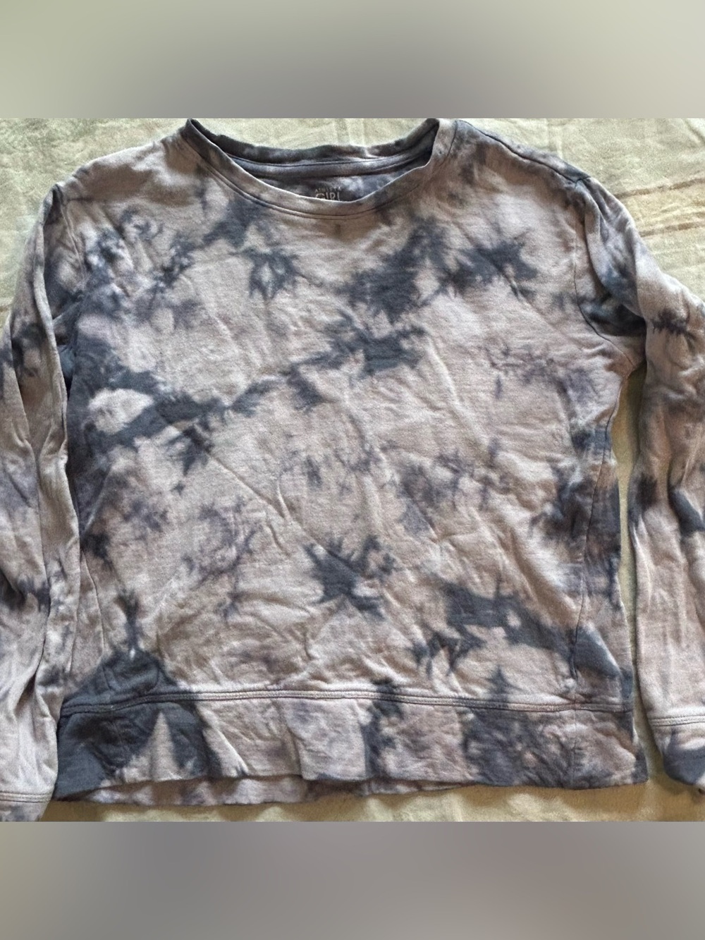 Athleta Girl Casual Tie-Dye Crewneck Shirt - Gray Medium 8-10
